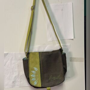 Stylish Green and Brown Women's Bag by haiku lots of storage good condition